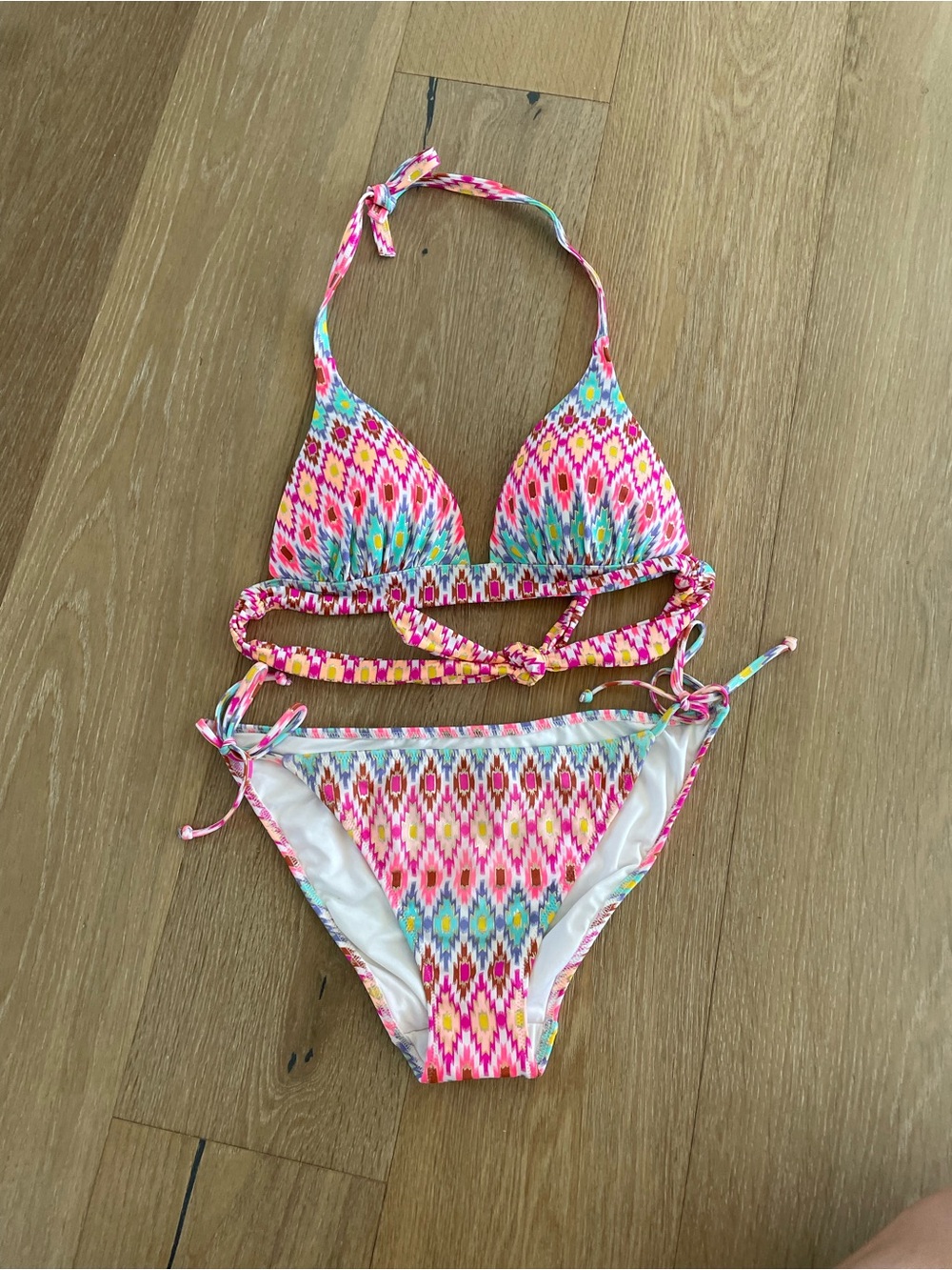 Victoria's Secret Pink Multicolor Ikat Halter Bikini Set